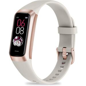 Fitness Tracker with Step Counter/Calories/Stopwatch, Activity Tracker, Health Tracker with Heart Rate Monitor, Sleep Tracker,1.10''AMOLED Touch Color Screen, Pedometer Watch for Women Men (White)