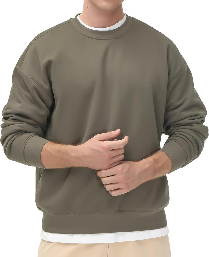 THE GYM PEOPLE Men's Fleece Crewneck Sweatshirt Thick Loose fit Soft Basic Pullover Sweatshirt (X-Large, Dark Grey)