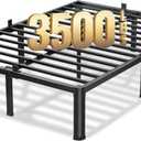 18 Inch Queen Bed Frame, 3500Lbs Heavy Duty Metal Platform with Round Corner Legs Mattress Slide Stopper, Steel Slat Support No Box Spring Needed, Noise Free, Non-Slip, Easy Assembly