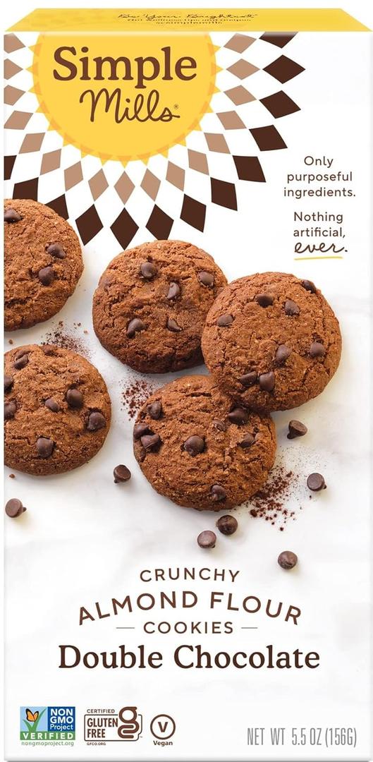 Simple Mills Crunchy Almond Flour Cookies, Double Choc Chip, 1pk, 5.5oz (EXP 06/17/26)