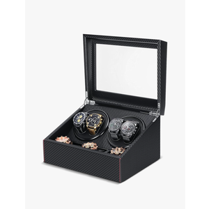 Automatic Watch Winder 4 Rotators and 6 Extra Storage Box with Quiet Running Motor Adjustable Automatic Watches Pillows Spinner Shaker for Women Men Father Day Gift