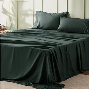 Bedsure California King Sheet Sets - 4 Pieces Soft Cal King Sheets - Breathable & Cooling - Hotel Luxury - Easy Care Polyester Microfiber Bedding for Women, Men, Forest Green