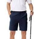 LUSHENUNI Mens Golf Shorts Stretch Quick Dry 7 Lightweight Hiking Casual Dress Athletic Shorts with Zipper Pockets (White)