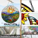 VAIIEYO Sun Sun Catcher Stained Glass Window Hanging Ornament, Handmade Sun Catcher Flower Landscape Decoration with Hooks for Window Garden Home, Birthday Housewarming Gift 7.8 inch