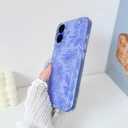 NITITOP Compatible with iPhone 16 Case with Card Holder Clear Cute Line Rose Floral Flowers for Women Girls Soft TPU Wallet Shockproof Protective Cover - Blue