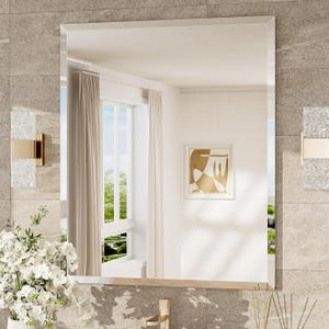 TokeShimi 30x36 Beveled Bathroom Mirror Frameless, Rectangle Bathroom Vanity Mirror with 1" Beveled Edge, Shatterproof Modern Mirrored Wall Decor for Living Room, Entryway, Bedroom