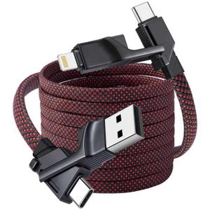 Miger 240W 4 in 1 Charging Cable,6FT USB C to Lightning Cable Braided Fast Charging Multi Chargers for All Devices with USB A/C to C/Lightning for iPhone 17 16 15 14 Pro/MacBook/iPad/Samsung S25 S24