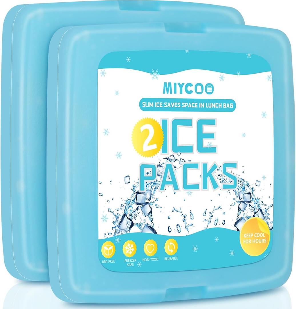 MIYCOO Ice Packs for Lunch Boxes & Lunch Bag - Quick Freeze Ice Pack Space Saving Freezer Packs - Reusable Slim Original Cool Pack - Cooler Accessories for Beach, Camping and Fishing (1 Pack-Blue)