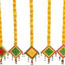 Marubhumi Artificial Marigold Flower Strands Garland for Diwali Decor,5 Feet Long Strands, Garland for Decoration, Diwali Decorations for Home, Christmas Decor Wedding Decor, Mango Yellow - 5 PCS