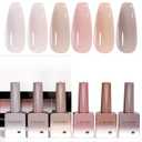 CANNI Jelly Nude Gel Nail Polish Set- 6 Pcs 9 Ml Neutral Transparent Jelly Pink Colors Gel Polish Kit, Soak Off LED Nail Gel Manicure Kit DIY at Home Salon Gifts