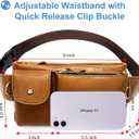 NIUCUNZH Cowhide Waist Fanny Pack-Genuine Leather and Slim with Adjustable Waistband Brown