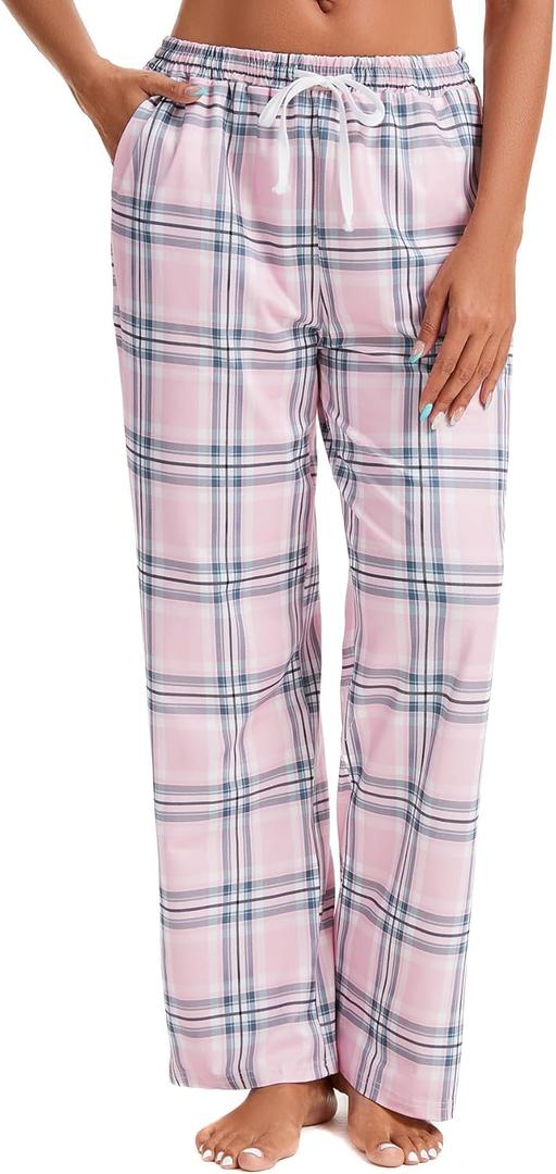 Womens Pajama Pants Plaid Sleep Lounge Pj Bottoms With Pockets (XX-Large)