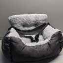 Dog Car Seat for Small Dogs,Washable Pet Booster Car Seats with Clip-On Safty Leash, Comfy Deluxe Plush Carseat with Storage Pockets, Puppy Car Travel Carrier Bed for Dogs Under 25 lbs, Grey