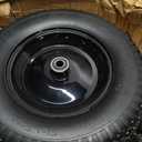 2 New HORSESHOE Knobby 4.80/4.00-8 Solid Flat-Free Wheelbarrow Cart 16" Wheels w/Grease Fitting, Center Hub Length 3"-6" Installed 1" Grease Bushing