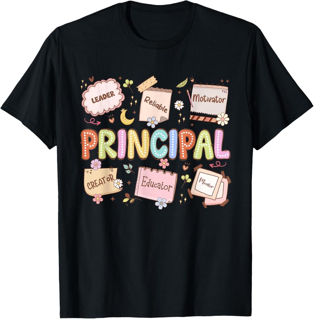 School Principal Appreciation National Principals Month T-Shirt (Black, Medium)