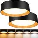 Flush Mount Ceiling Light, 13in Modern Ceiling Light 5 Color Temperature
Bathroom Ceiling Light Fixture, 2600LM Dimmable LED Flush Mount Light for Bedroom, Hallway, Kitchen, Black & Wood, 2-Pack