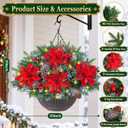 Christmas Hanging Baskets with Lights for Outdoors, Christmas Porch Decor