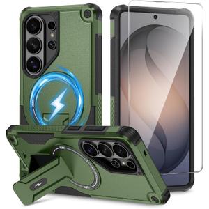 Caka for Samsung Galaxy S26 Ultra Case [Compatible with MagSafe] [Invisible Kickstand] [HD Screen Protector], Protective Magnetic Phone Cover for Samsung S26ultra 5G 6.9 2026 - Green