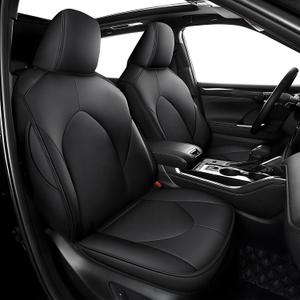 AOMSAZTO Custom Fit Seat Covers for Toyota Grand Highlander 2024 2025 2026 - (Three-Rows 7 Seats,Second Row Captain Chair) Full Set Faux Leather Black
