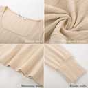 GRACE KARIN Womens Fall Long Sleeve Trendy Tops 2025 Square Neck Ribbed Casual Shirts Cozy Basic Sweater (Beige, M)