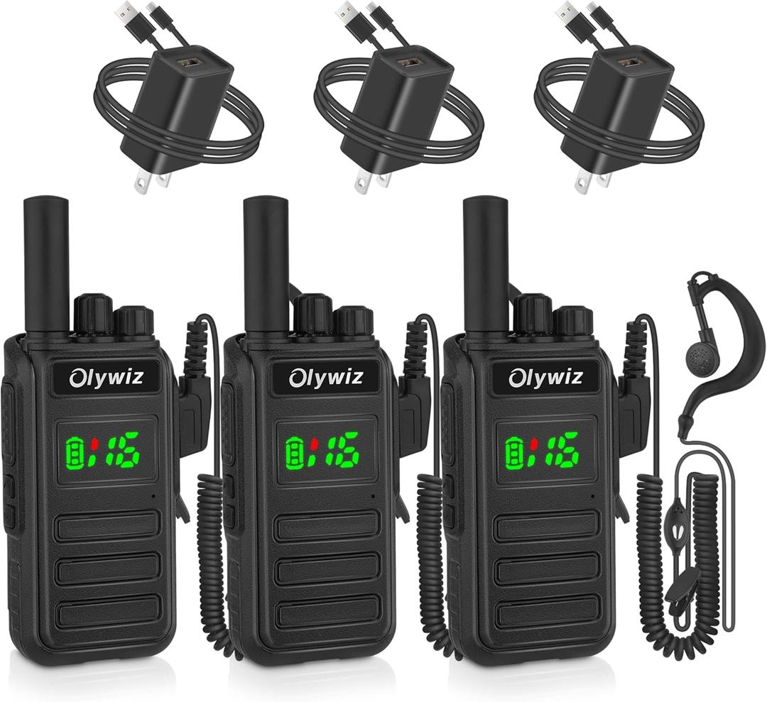 HTD 825 Long Range Two Way Radio - Waterproof Rechargeable Walkie Talkies- Premium Communication Devices with VOX Function 3 Pack for Outdoor Adventures Camping Cruises for Adults, Black