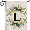 2 x LUTER Monogram Letter L Garden Flag, 12x18 Inch Floral Garden Flag Garden Letter Flags Burlap Flag Family Last Name for Outside, Yard, Patios, Lawns, Gardens