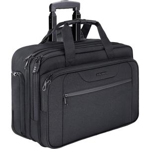 KROSER Rolling Laptop Bag Premium Wheeled Briefcase Fits Up to 17.3 Inch Laptop Overnight Roller Case Computer Bag with RFID Pockets for Travel/Business/Men/Women-Black