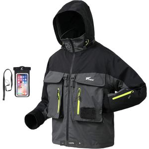 8 Fans Fishing Wading Jackets Breathable Waterproof Fishing Rain Jackets for Men&Women (X-Large, Blackupgraded)