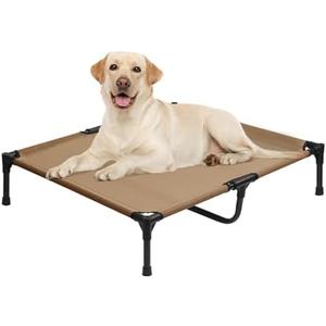 Dokdogs Elevated Dog Bed 42 Inch - Breathable Raised Pet Bed for Large Dogs, Waterproof Dog Cot Bed Easy to Assemble, Durable Portable Pet Cot with Non-Slip Feet, Brown