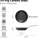 Carbon Steel Clad 9.5" Frying Pan - Carbon Steel Pan Better than Cast Iron - Lightweight, Naturally Nonstick, Non Toxic Cookware, No Coatings - Skillet Works with Induction, Outdoor Grill
