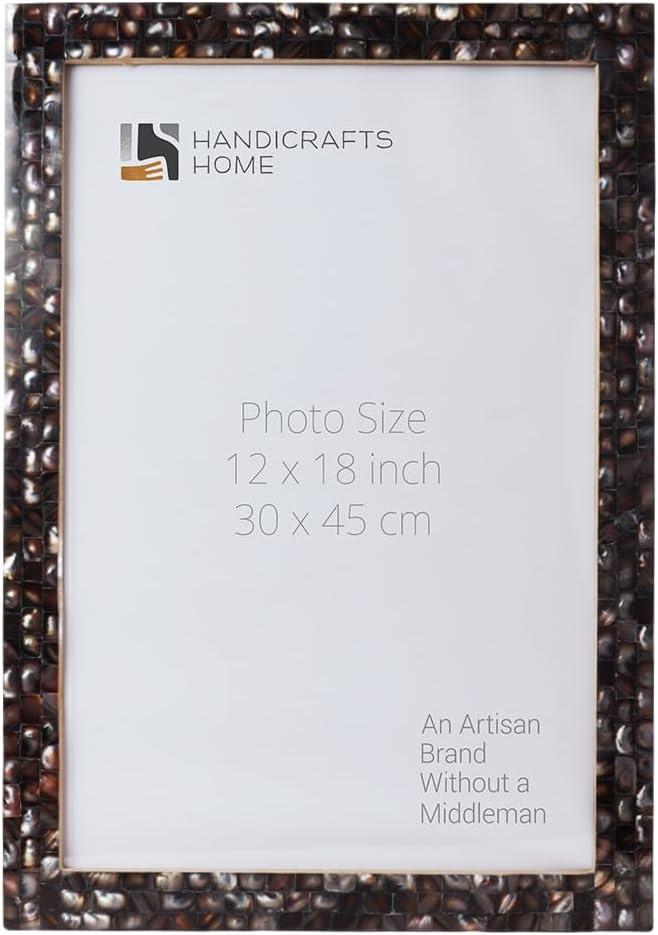 Handicrafts Home Mother of pearl Wall Hanging Grey Picture Frame, 12x18 | Portrait or Landscape, Handmade Decorative Wall Hanging Poster Frames,Modern Gallery Wall Decor, Frame for Picture & ArtPrint