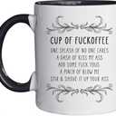 Funny Cup of Fuckoffee Coffee Mug White Ceramic Mug with Black Handle 11 Ounce