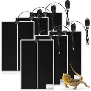ROCEEI 6 Pcs Reptile Heat Mat 20W 11x16.5 Inch Reptile Heating Pad with Temperature Control Removable Terrarium Heater Under Tank Heat Pad for Gecko Turtle Tortoise Snake Lizard Hermit Crab
