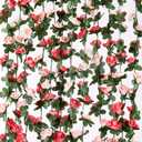MARTINE MALL Flower Garland - 5 Strand 41Ft Rose Vines for Bedroom Decor, Pink Rose Floral Garland for Table, Birthday, Wedding, Party, Garden Wall Decor