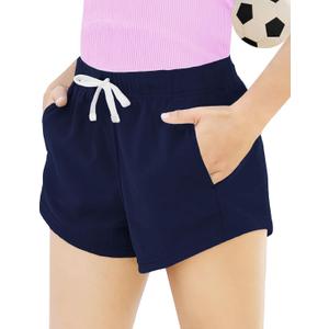 Topstype Girls' Casual Sweat Shorts Summer 5-14 Years (7-8 Years, M, Dark Blue)
