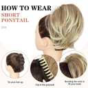 BOGSEA Claw Clip Ponytail Hair Extension - 8 Inch Short Ponytail DIY Bendable Wires Hair Piece for Women Synthetic Fake Ponytails Daily Use -Chocolate Brown With Golden