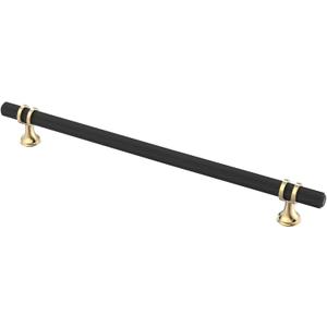 Alzassbg 10 Pack Black and Gold Cabinet Pulls, 10 Inch(254mm) Hole Centers Kitchen Hardware Knurled Cabinet Handles for Cabinets and Drawers AL3087KGP-MB