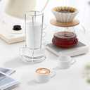 4 Pcs Ceramic Cappuccino Cup with Saucers and Metal Stand, Stackable Espresso Cup for Espresso Specialty Coffee Drinks Latte Americano and Tea(white,1)