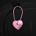 2 x 2 Pcs Padlock Combination Locker Lock 3 Digit Heart Shaped Cable Lock with Code, Pink Heart Locks for Backpacks, Gym Locker, Suitcase Travel Locks