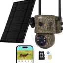 4G LTE Cellular Trail Camera 180Automatic Intrusion Detection and 360Panoramic View Home and Outdoor Security Camera with Solar Panel, 2K Video with Illumination at Night