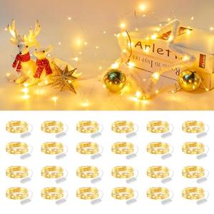 Brightown 24 Pack Fairy Lights Battery Operated String Lights - 7 ft 20 LED Mini String Lights Waterproof Silver Wire Firefly Lights for Vases Mason Jars DIY Crafts Plants Table Centerpieces Wedding