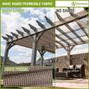 4' x 16' Pergola Shade Cover Retractable Pergola Replacement Canopy Slide Shade Sail with Cable Hardware for Outdoor Patio Porch Garage Deck Backyard Awning, Brown