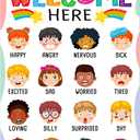 FLYAB Feelings Chart for Kids - Classroom Decorations Elementary Emotions Learning Mental Health Poster for Toddlers Educational Calming Corner Teacher Must Haves for Back to School Supplies