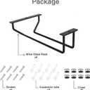 7 Inch Black Wine Glass Rack, Under Cabinet Wine Glass Holder, Metal Stemware Rack Hanger for Kitchen Storage (4 Pack)