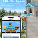 VISIOGEAR 2-in-1 Smart Wild Bird Feeder & Bath with 4K HD Camera, AI Identification Solar Bird Feeder Watching Camera Night Vision for Outdoor Birds Watching Gifts for Birdlover, Blue