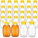 24 Pcs Clear Plastic Honey Bottles Plastic Skep Style Jar Honey Squeeze Bottle Empty Refillable Honey Dispenser with Flip Top Lids Leak Proof Honey Containers Holders for Storing and Dispensing (12oz)