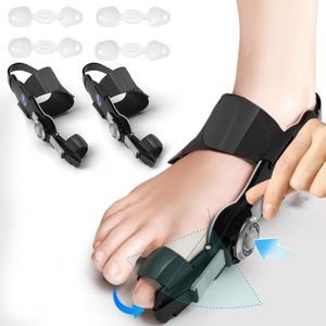 Bunion Corrector for Women & Men, Orthopedic Bunion Splint with Toe Separator Adjustable Toe Straightener Suitable for Left/Right Feet Hallux Valgus Relief(Black 2Pcs)