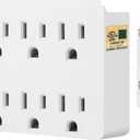 6 Outlet Wall Adapter, FiiMan UL Listed 3-Prong Grounded Outlet to The Side, Wall Plug Side Access Adapter, 6 Way Outlet Extender Tap, White (1 Pack)