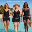 Daci Women Tankini Swimsuits with Skirt - Two Piece Tummy Control Skirted 2PC Bathing Suits Swimwear (Black, M)