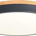 Yiisem Dimmable Wood LED Flush Mount Ceiling Light, 5CCT 2700K-6000K Selectable Modern Round Close to Ceiling Lighting Fixtures, Minimalist Grey Ceiling Lamp for Living Room, Bedroom, Laundry Room